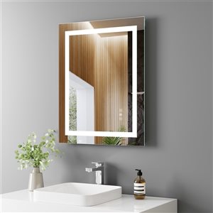 Kinwell 24-in Lighted LED Fog Free Rectangular Frameless Bathroom Mirror