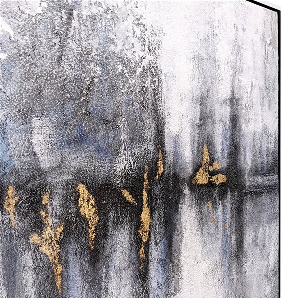 Gild Design House Cobalt Haze with Black Plastic Framed 30-in H x 30-in W Hand Painted Abstract Canvas