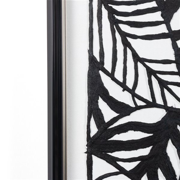 Gild Design House Modern Palm Leaves with Black Plastic Framed 40-in H x 16-in W Hand Painted Botanical Paper Shadow Box