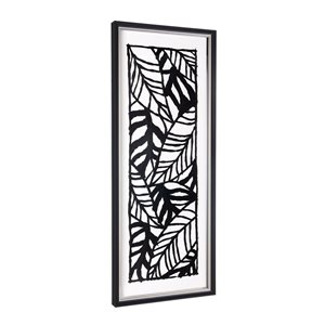 Gild Design House Modern Palm Leaves with Black Plastic Framed 40-in H x 16-in W Hand Painted Botanical Paper Shadow Box