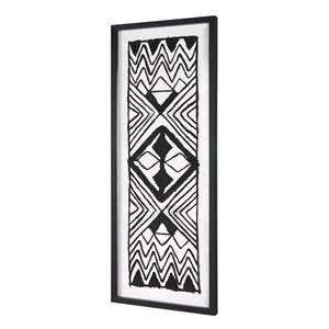 Gild Design House Modern Tribal with Black Plastic Framed 40-in H x 16-in W Hand Painted Abstract Paper Shadow Box