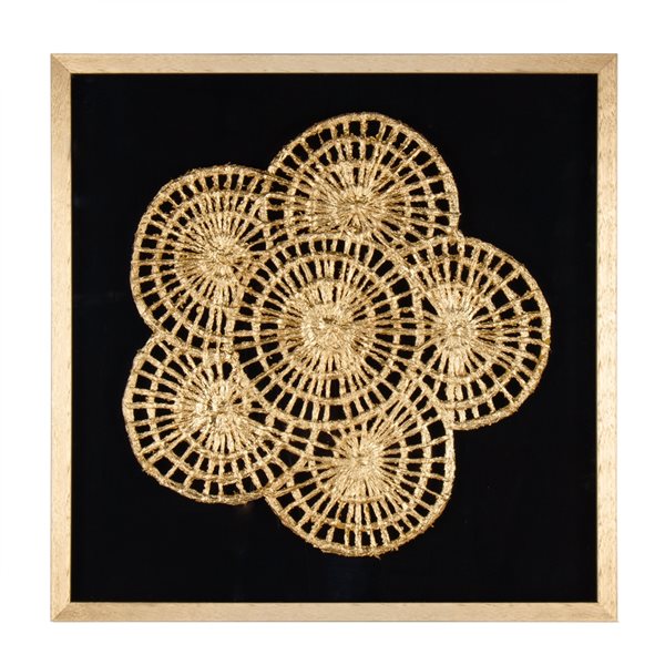Gild Design House Golden Petals with Gold Plastic Framed 30-in H x 30-in W Hand Painted Botanical Paper Shadow Box