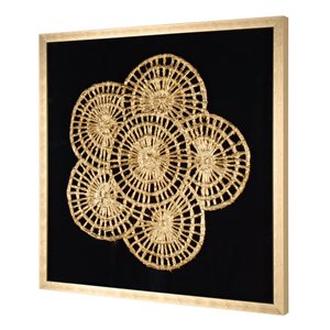 Gild Design House Golden Petals with Gold Plastic Framed 30-in H x 30-in W Hand Painted Botanical Paper Shadow Box