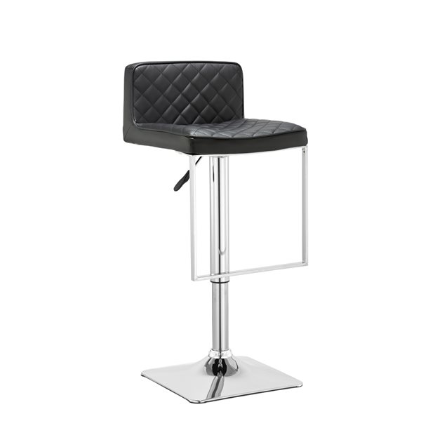 Hudson Home Buttler Black Adjustable Height Upholstered Swivel Bar