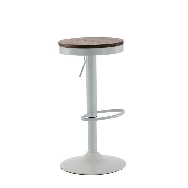 Hudson Home Hunter White and Walnut Adjustable Height Swivel Bar Stools