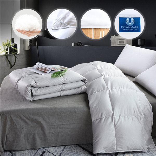 Highland Feather Twin Cotton Comforter with Duck Down Fill in White