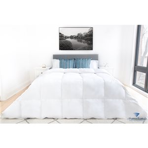 Highland Feather White California King Cotton Comforter with Duck Down Fill