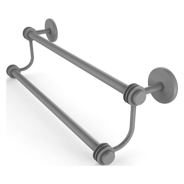 Allied Brass Satellite Orbit Two 18-in Double Wall Mount Double Towel Bar (Matte Grey)