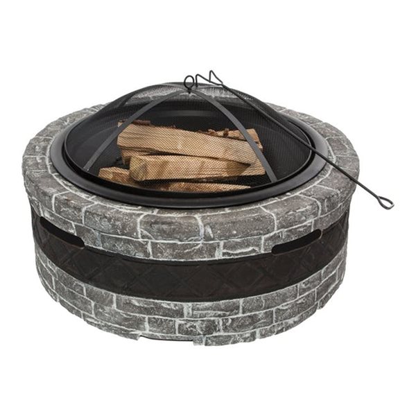 Sun Joe Charcoal Grey Cast Iron Outdoor Wood-Burning Fireplace