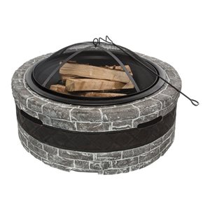 Sun Joe Charcoal Grey Cast Iron Outdoor Wood-Burning Fireplace