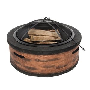 Sun Joe Rustic Wood Cast Iron Outdoor Wood-Burning Fireplace