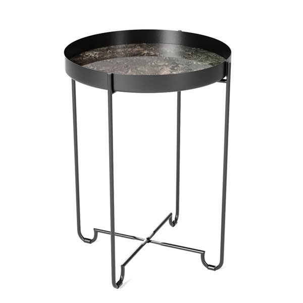 Gild Design House Brinley Black Glass Round End Table