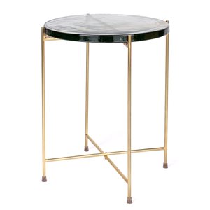 Gild Design House Tahani Brass Glass Round End Table