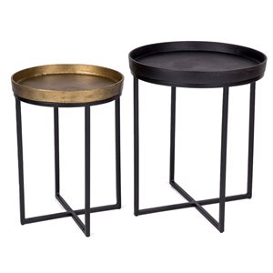 Ensemble de tables gigognes Bristol par Gild Design House en laiton antique et noir, lot de 2