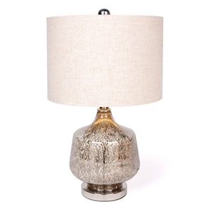 Gild Design House Kinsley 21-in Grey Rotary Socket Table Lamp With Fabric Shade