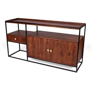 Gild Design House Baxley Natural Brown Contemporary Modern Hardwood Media Cabinet