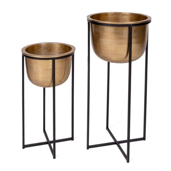 Gild Design House Cyrena 12-in W x 25-in H Gold Metal Floor Planter - 2-Pack