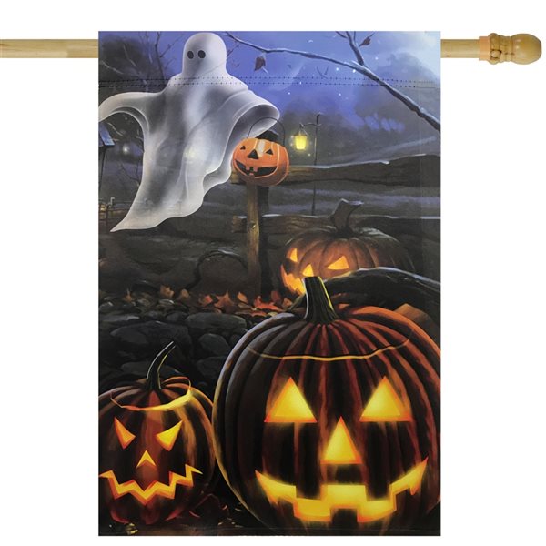 Northlight 28-in x 40-in Pumpkins and Ghost Spooky Halloween Outdoor Garden Flag