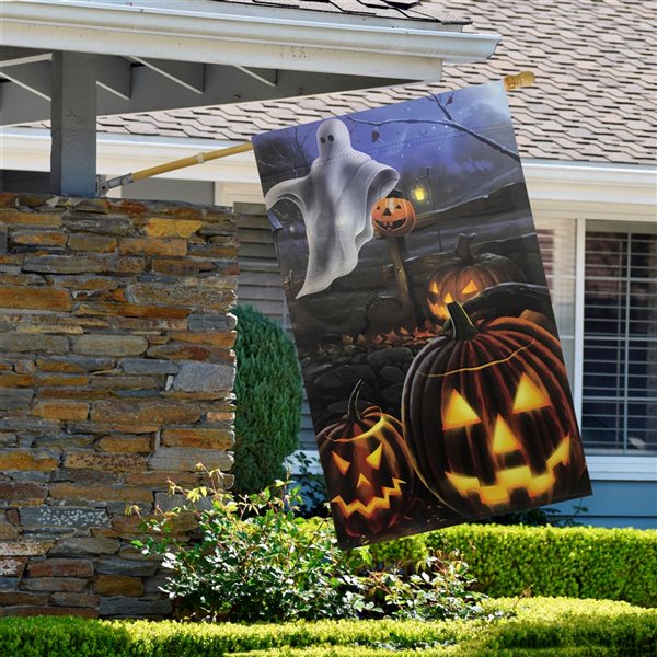 Northlight 28-in x 40-in Pumpkins and Ghost Spooky Halloween Outdoor Garden Flag