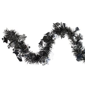 Northlight Indoor 50-ft Black and Silver with Ghosts Halloween Tinsel Garland