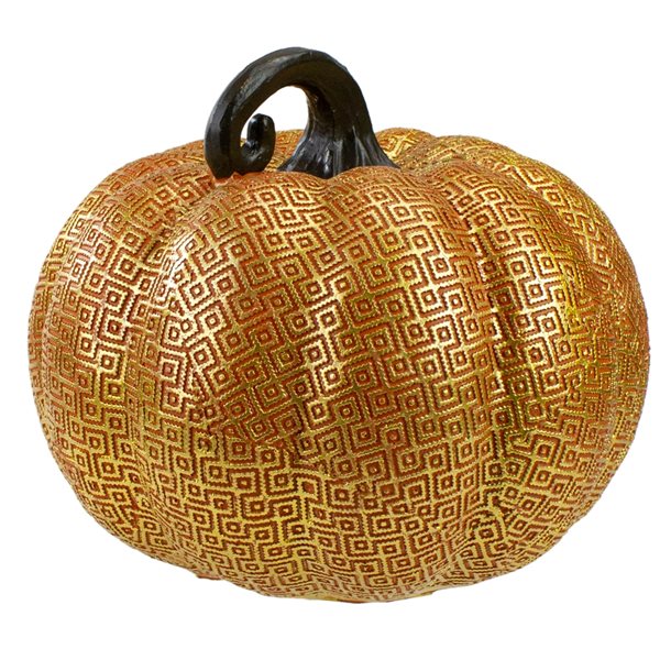 Northlight Gold and Orange Textured Resin Pumpkin Ornament