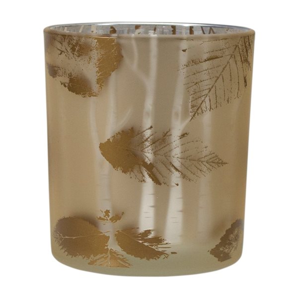 Northlight Shiny Gold and White Birch Leaves Flameless Glass Candle ...