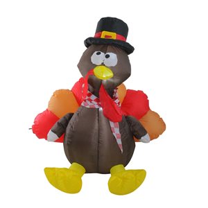 Northlight 4-ft x 3-ft Red and Brown Thanksgiving Turkey Inflatable