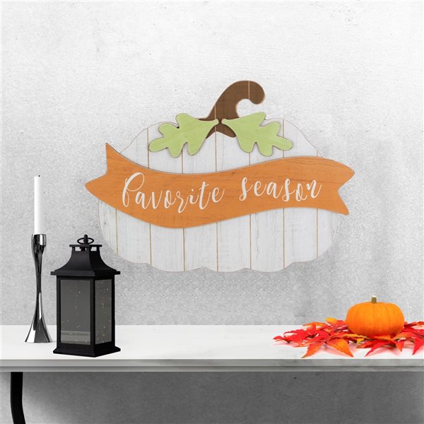 Northlight White Wooden Pumpkin Wall Art