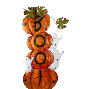 Northlight 33-in Orange and Black Stacked Pumpkins Outdoor Halloween Decoration
