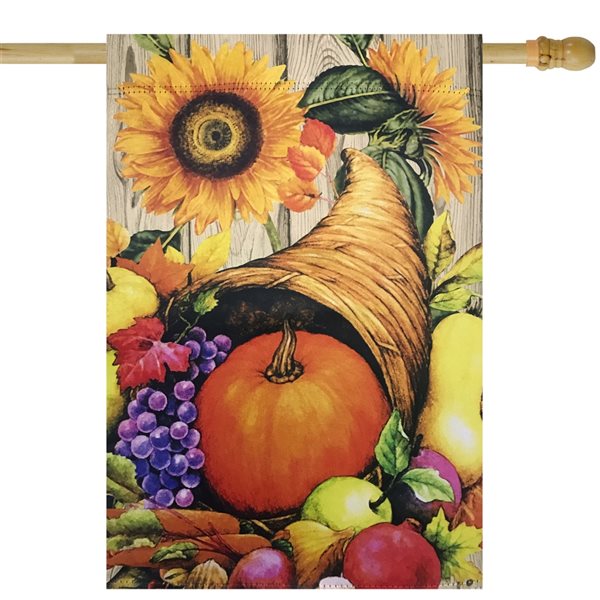 Northlight 28-in x 40-in Cornucopia and Flowers Autumn Harvest Outdoor Garden Flag