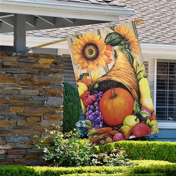 Northlight 28-in x 40-in Cornucopia and Flowers Autumn Harvest Outdoor Garden Flag