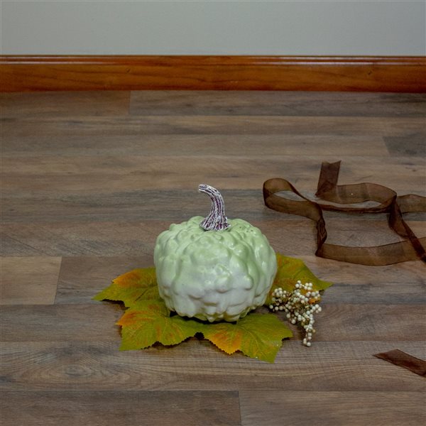 Northlight 5.5-in H Green Painted Plastic Craft Pumpkin