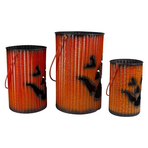 Northlight Orange and Black Pumpkin Lantern - 3-Piece