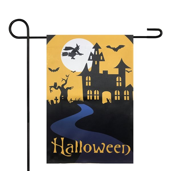 Northlight Spooky House Garden Flag with Bats and Witch