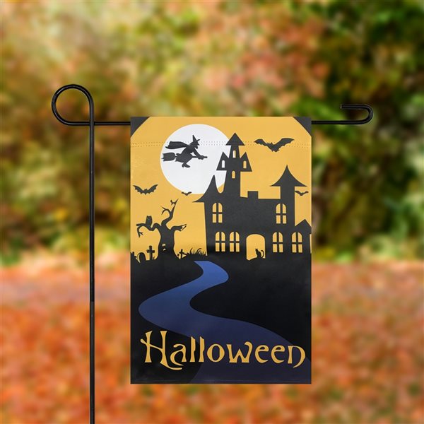 Northlight Spooky House Garden Flag with Bats and Witch