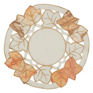 Heritage Lace White and Beige Fabric Leaves Ornament