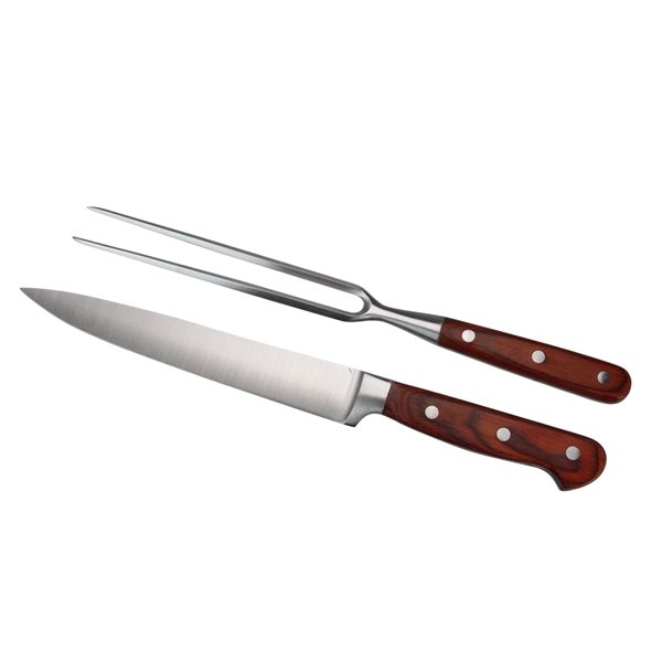 Avon Carving Knife and Fork Set with Wooden Handle and Case