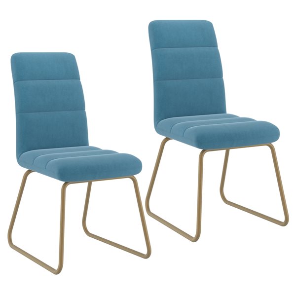 !nspire Contemporary Light Blue Velvet Upholstered Side Chair ( Metal