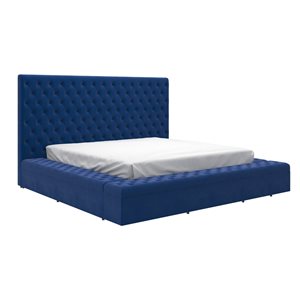 !nspire Blue King Platform Bed with Integrated Storage