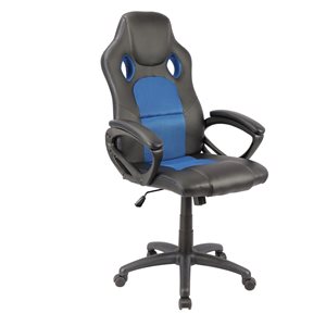 WHI Blue and Black Adjustable Height Contemporary Swivel Desk Chair