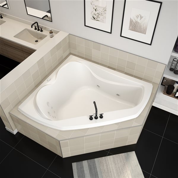 MAAX Cocoon 54 x 60-in White Acrylic Corner Front Center Drain Drop-In  Combination Tub