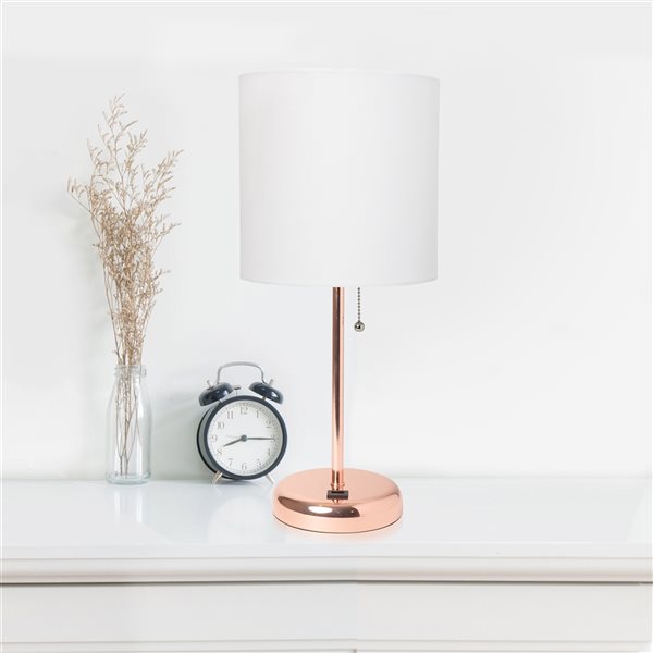 LimeLights Standard Rose Gold Lamp Set with White Shades - Set of 2