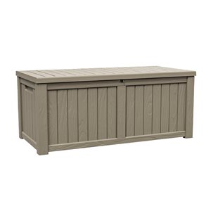 Outsunny 56-in x 26-in 76.6-gal. Grey Plastic Deck Box