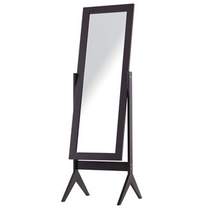 HomCom 15.8-in x 18-in Rectangle Coffee Polished Floor Mirror