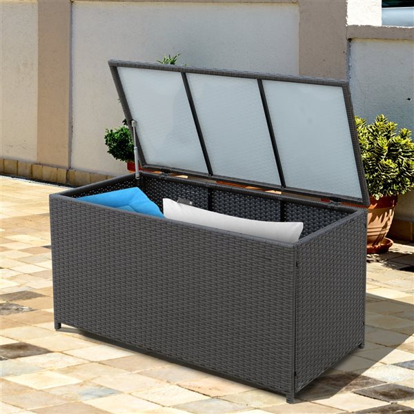 Outsunny 44.5-in x 17.75-in x 22-in Dark Brown Plastic Deck Box