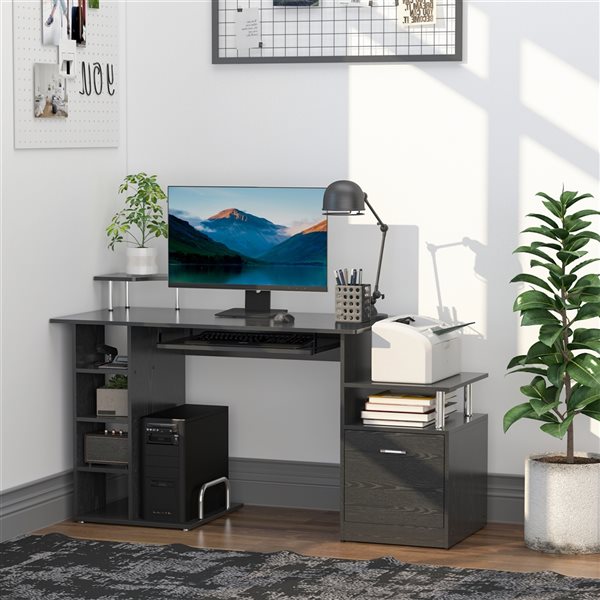 HomCom 59.84-in Black Modern/Contemporary Computer Desk