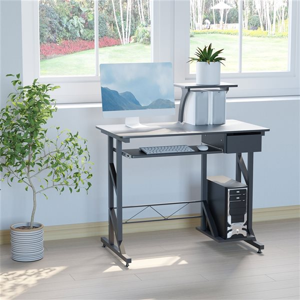 HOMCOM 35.43-in Black Modern/Contemporary Computer Desk