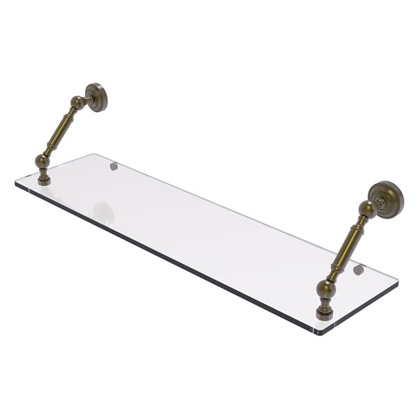 Allied Brass Dottingham Antique Brass 1-Tier Wall Mount Glass Bathroom Floating Shelf