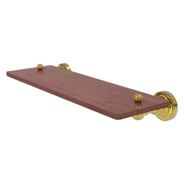 Allied Brass Dottingham Polished Brass 1-Tier Wood Wall Mount Bathroom Shelf