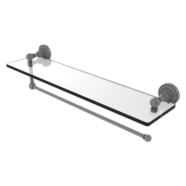 Allied Brass Dottingham Matte Grey Wall Mount 1-Tier Glass Shelf with Paper Towel Holder